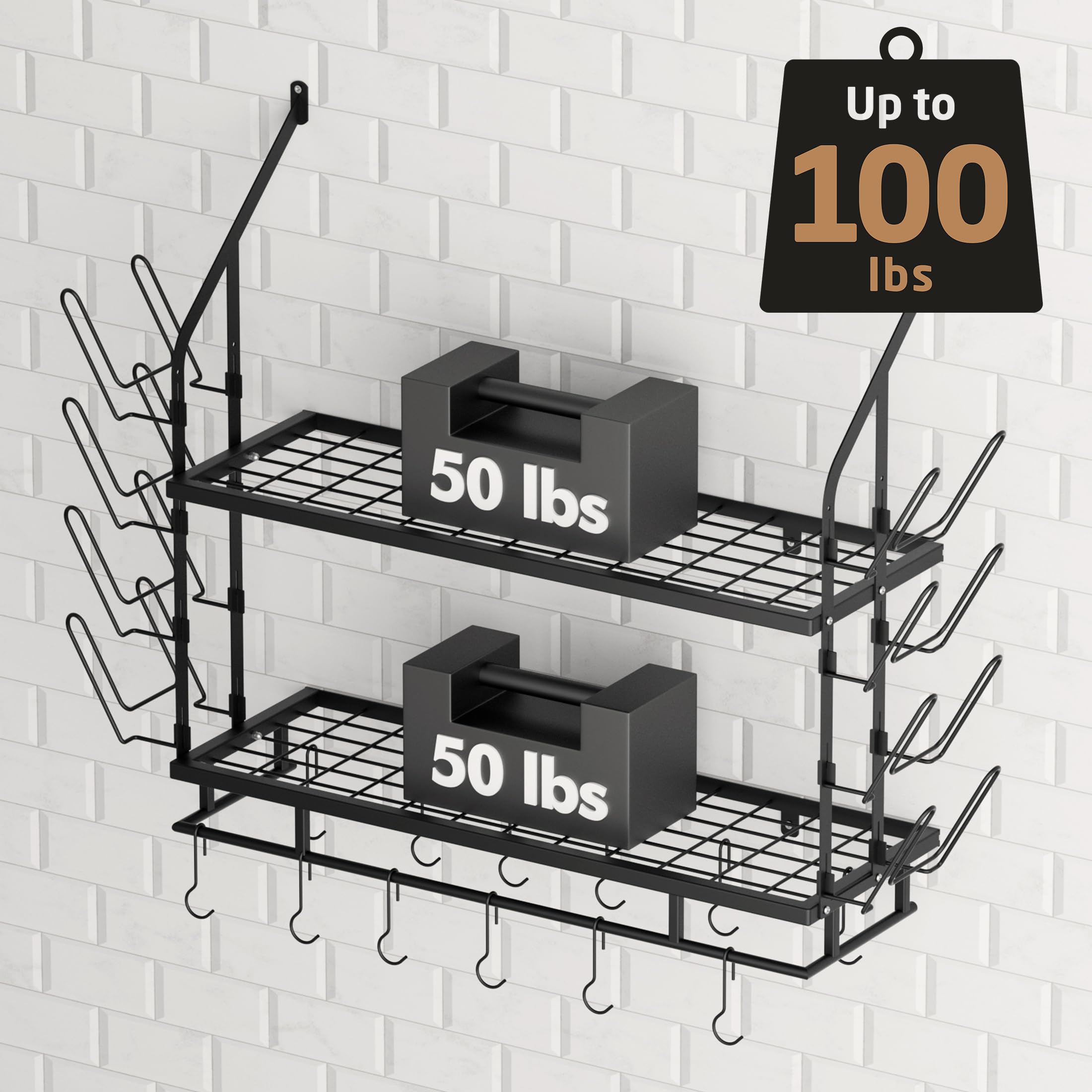 KES construcción-metal-resistente sostiene sartenes y cazos pesados.