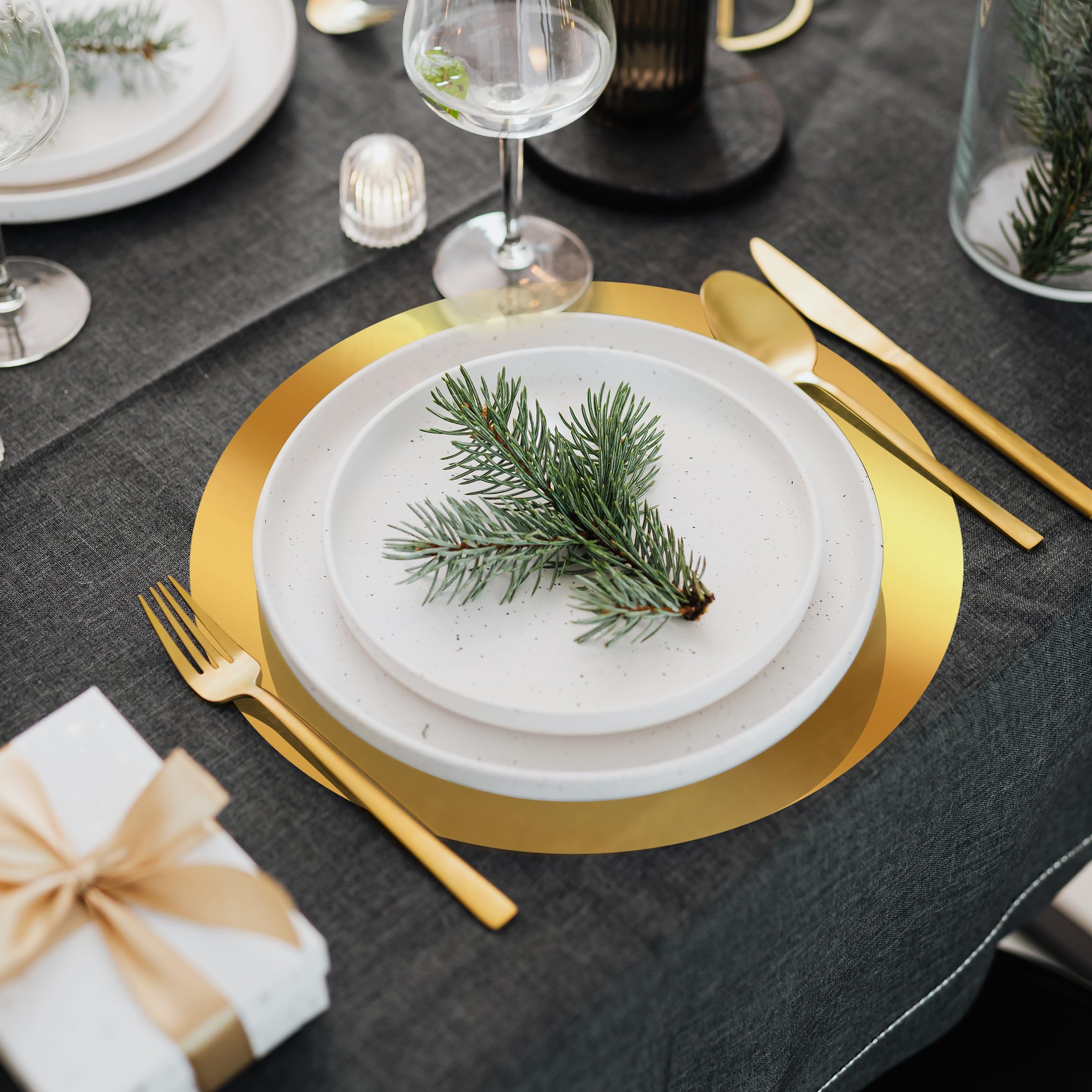 KesaPlan mantel individual oro espejo 33 cm acabado lujoso para banquetes y bodas