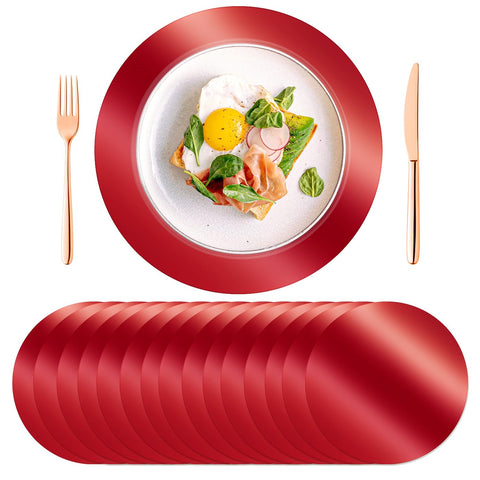 KesaPlan manteles individuales rojos 13p con acabado espejo para una mesa festiva y brillante