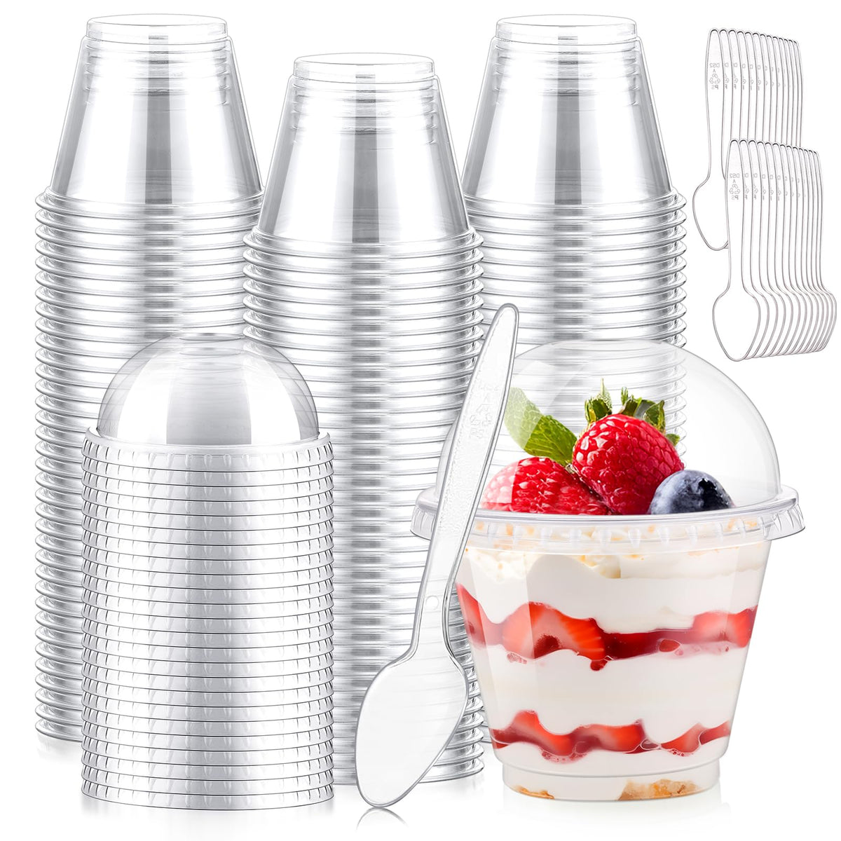 KesaPlan set de vasos 9 oz con tapas, ideales para postres en eventos