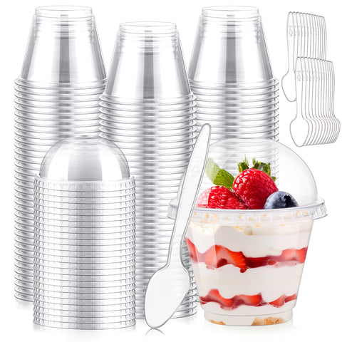 KesaPlan set de vasos 9 oz con tapas, ideales para postres en eventos