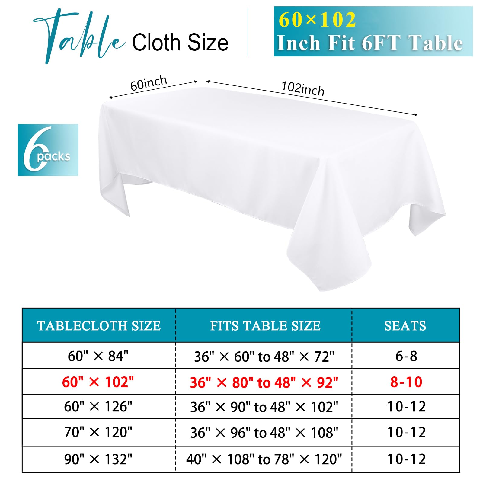 Mantel Kesfey blanco rectangular 60x102 en empaque, ideal para banquetes