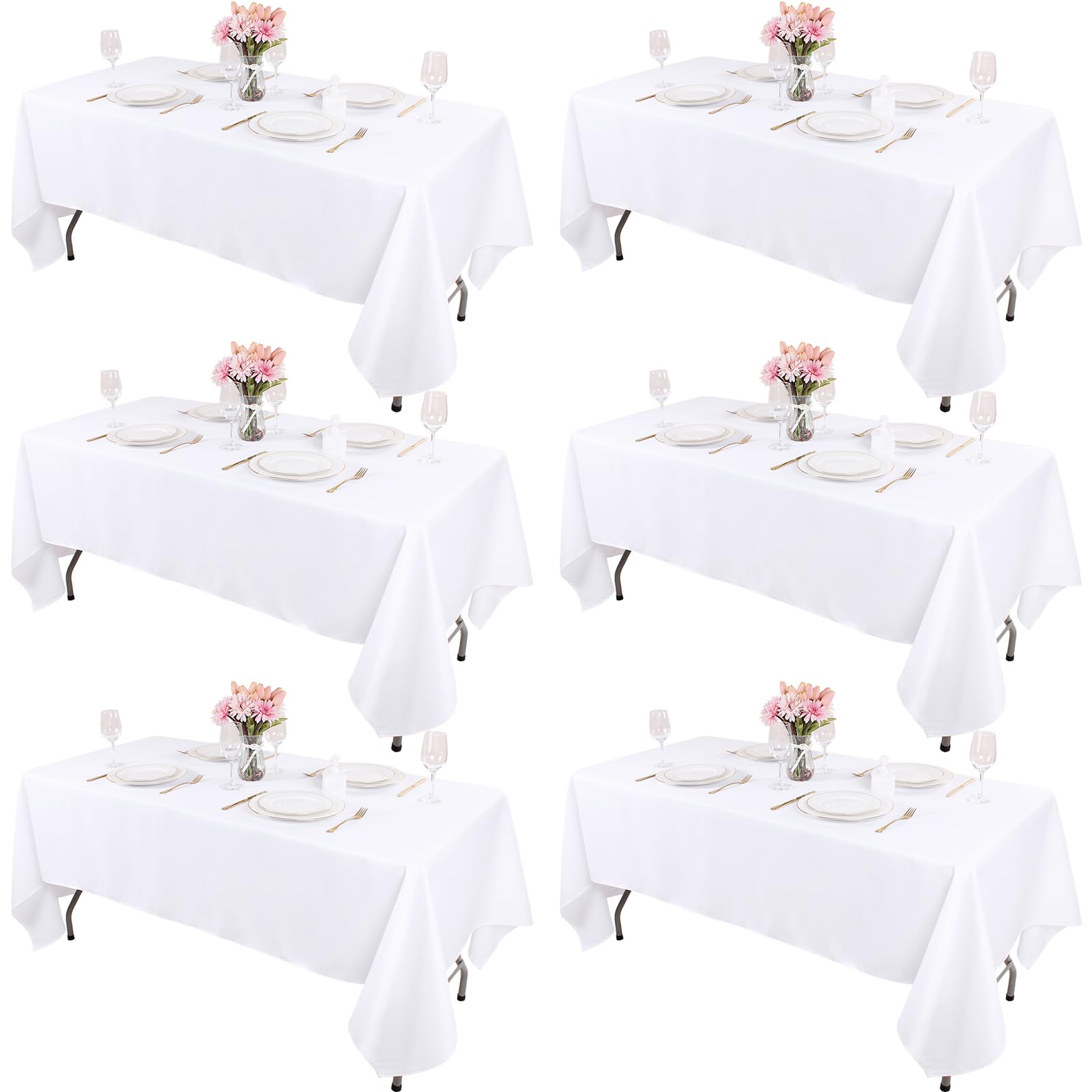 Mantel Kesfey blanco rectangular 60x102 plegado, tela duradera para usos repetidos