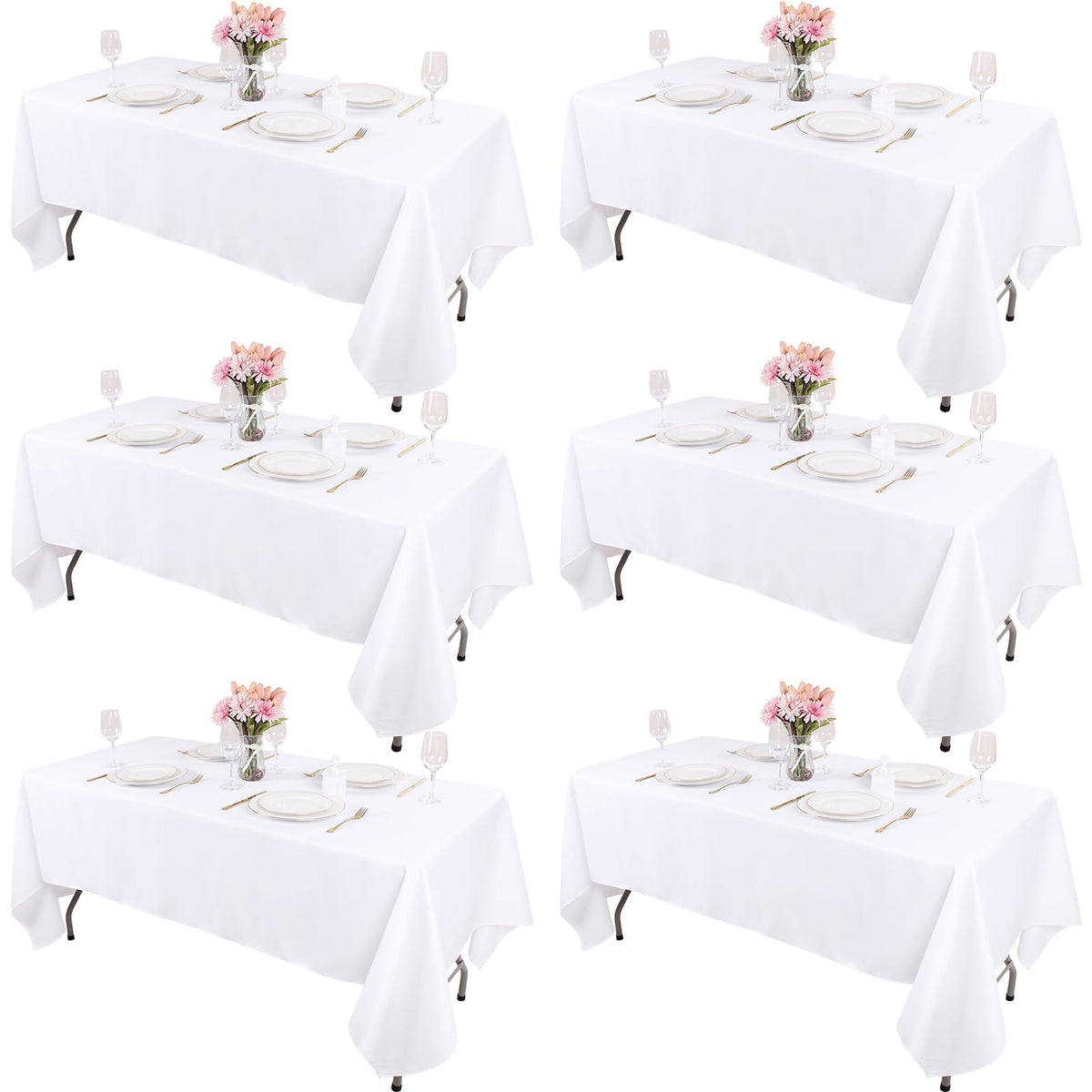 Mantel Kesfey blanco rectangular 60x102 plegado, tela duradera para usos repetidos