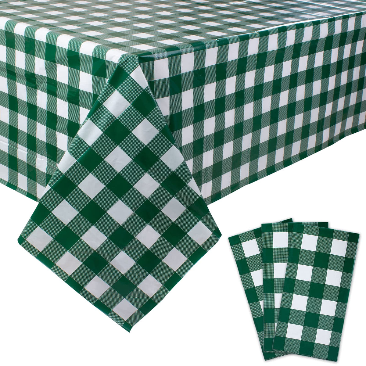 Mantel Kesfey a cuadros verdes y blancos para picnic al aire libre