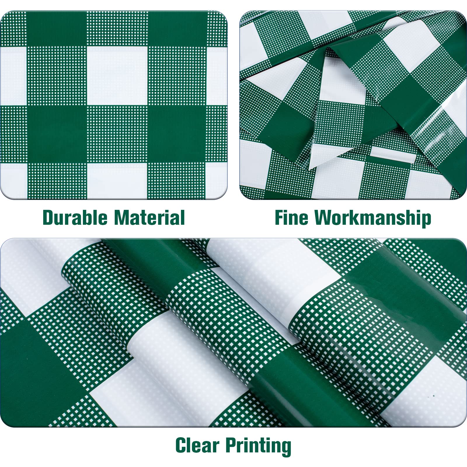 Mantel verde/blanco de Kesfey para fiestas, protector impermeable