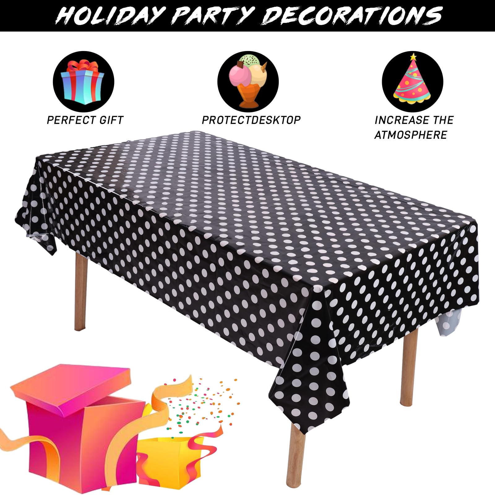 Mantel impermeable Kesfey de puntos negros para fiestas al aire libre