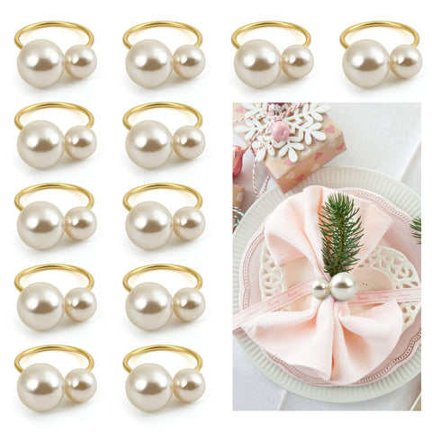 Kesote aros para servilletas con perlas doradas, brillo elegante.