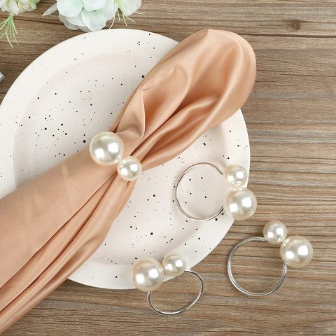 Kesote arreglo de mesa para cenas formales con anillos perlados