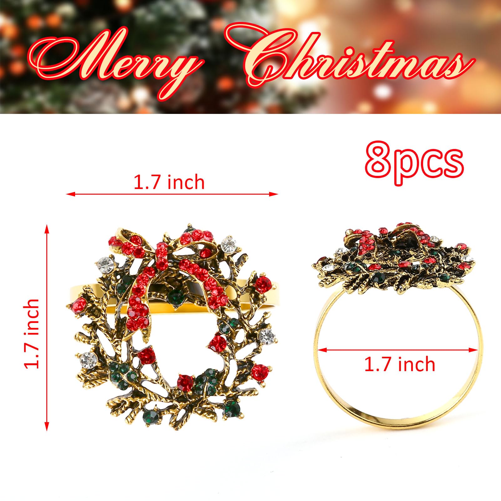 Kesote: detalle dorado de anillos para servilletas, ideal para cenas festivas.