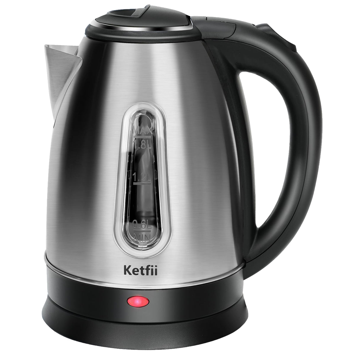 Ketfii hervidor eléctrico de acero inoxidable, frente, indicador de nivel para verter con precisión