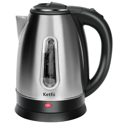 Ketfii hervidor eléctrico de acero inoxidable, frente, indicador de nivel para verter con precisión