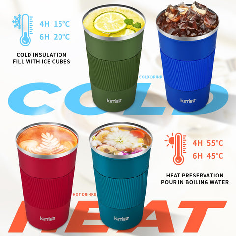 Taza KETIEE en acero inoxidable, aislada, conserva la temperatura de la bebida durante el día.
