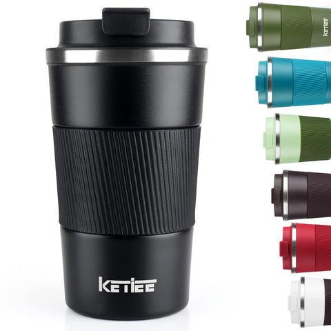 KETIEE Taza de viaje 12oz con tapa hermética, evita derrames en movimiento