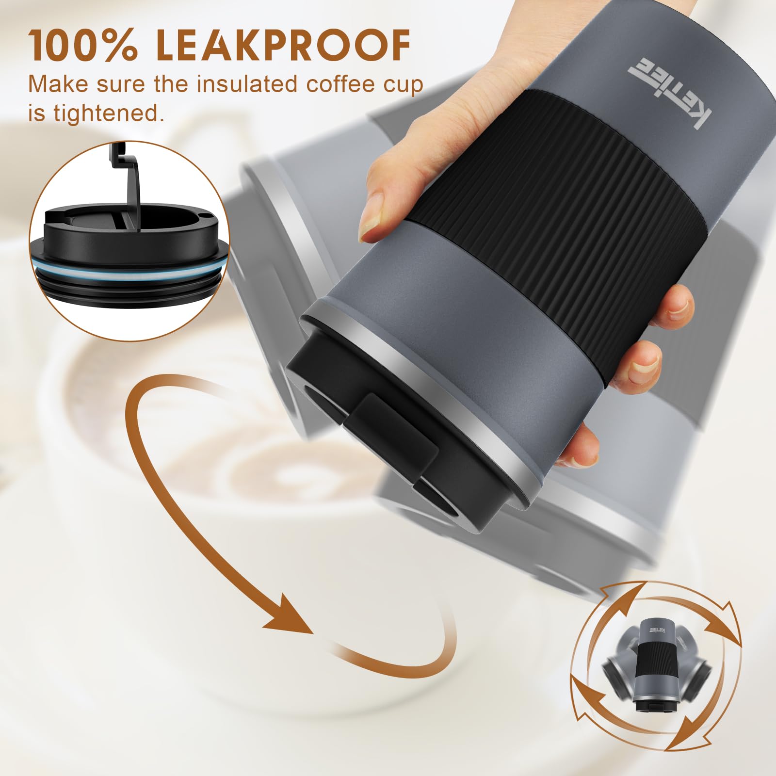 KETIEE Taza viaje compatible con portavasos y bolsos para movilidad