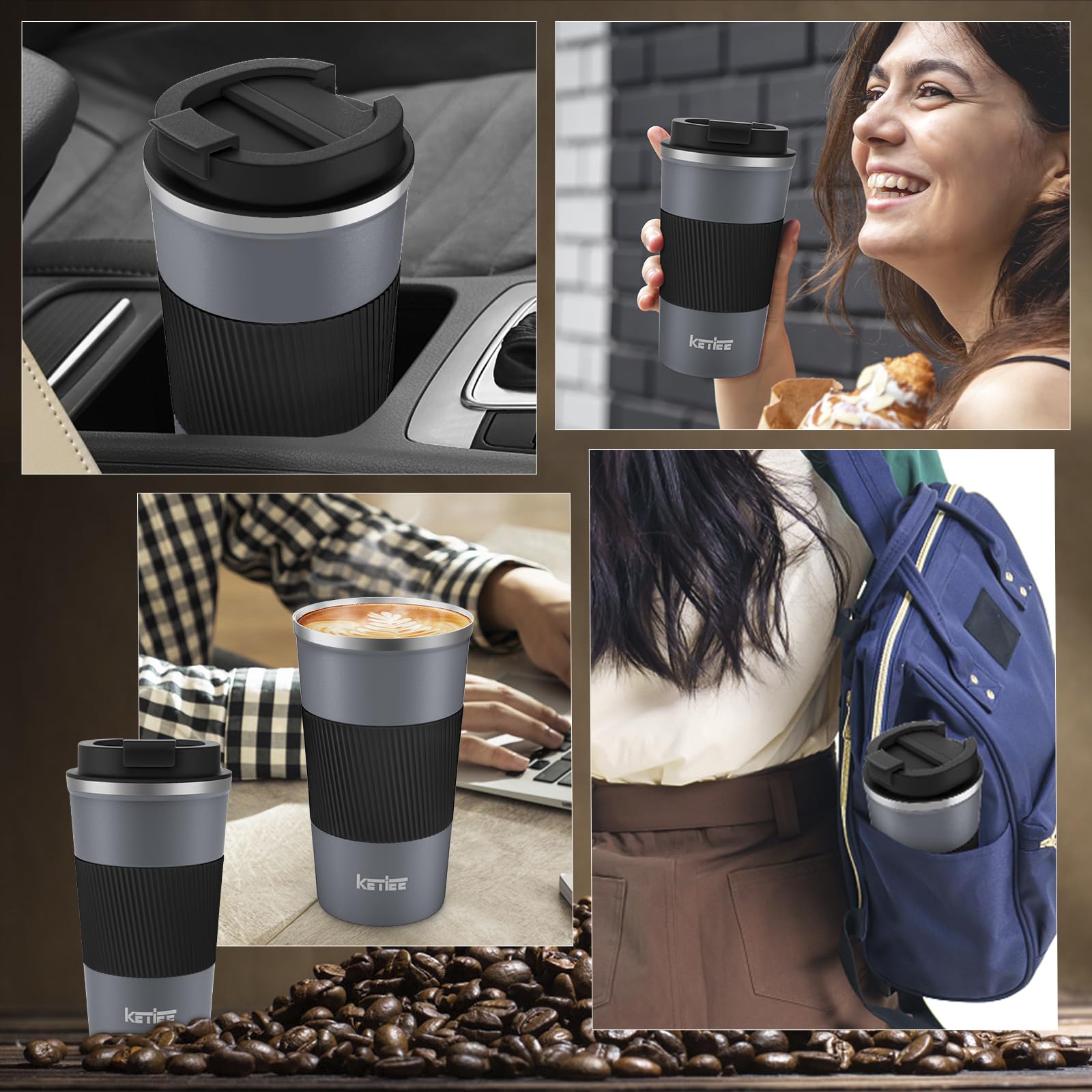 KETIEE Taza viaje boca ancha facilita limpieza y llenados