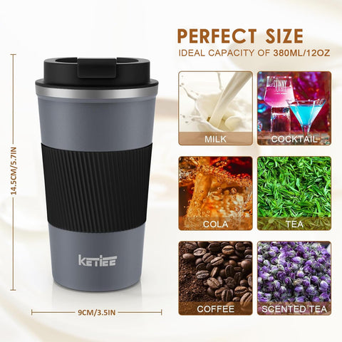 KETIEE Taza viaje diseño compacto cabe en porta vasos y bolsos