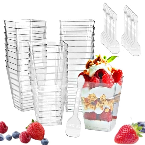 Copas postre KETWOD cuadradas transparentes con porciones de 5 onzas
