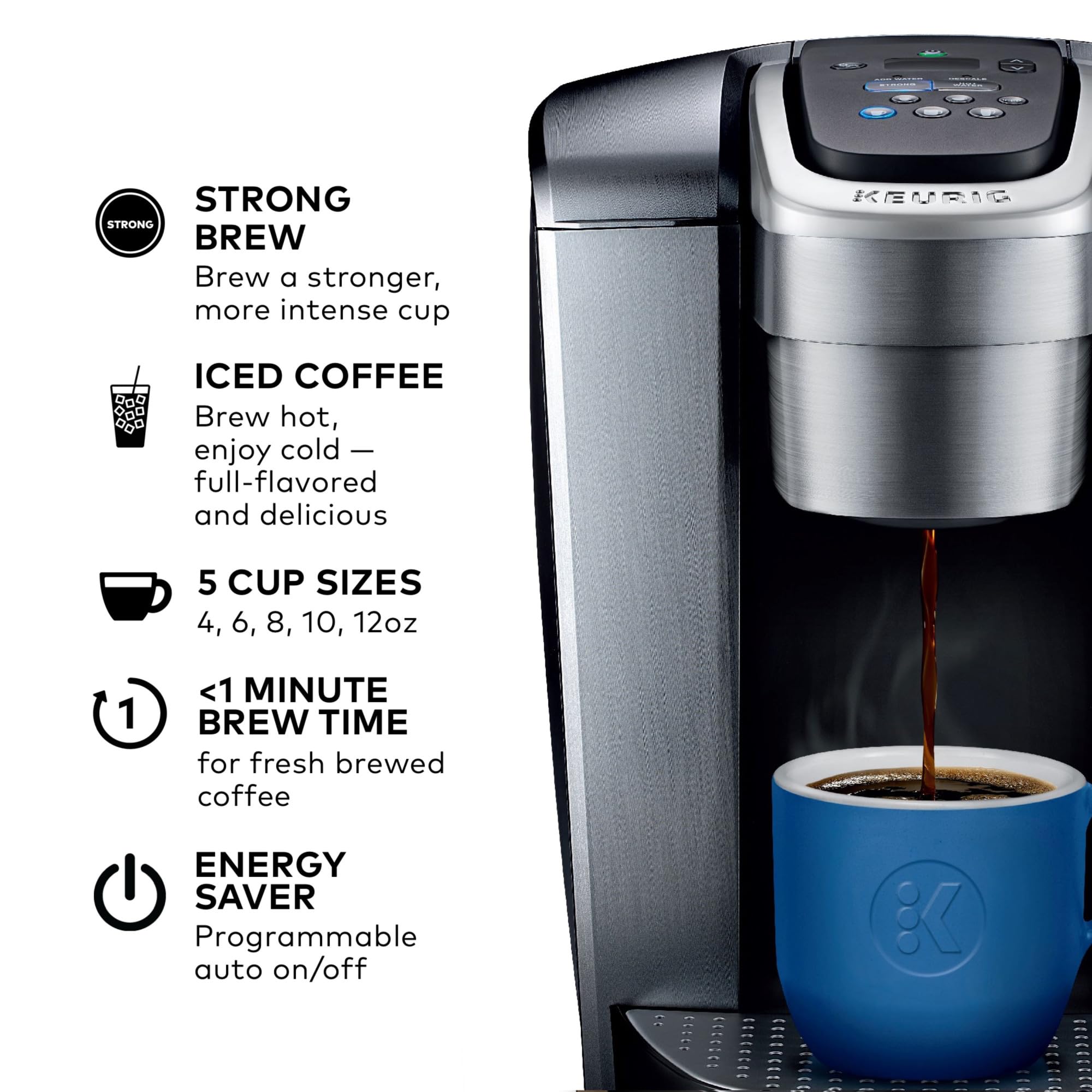 Keurig K-Elite, tanque de 75 oz extraíble para entre recargas más largas