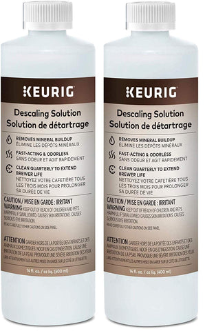 Descalcificador Keurig: dos botellas de 14 oz para limpieza segura y sabor óptimo