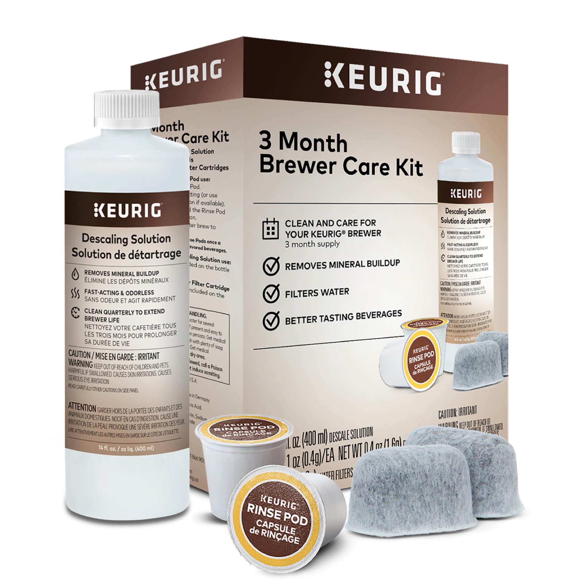 Keurig solución desincrustante en botella para limpieza suave
