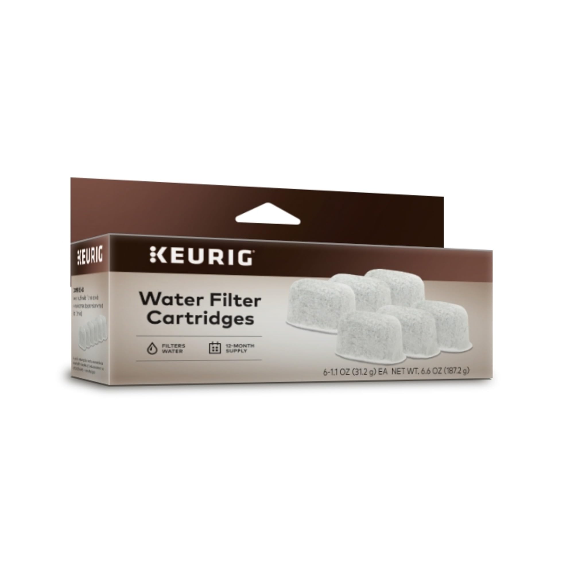 Keurig cartuchos filtracion-agua 6 unidades para uso diario.