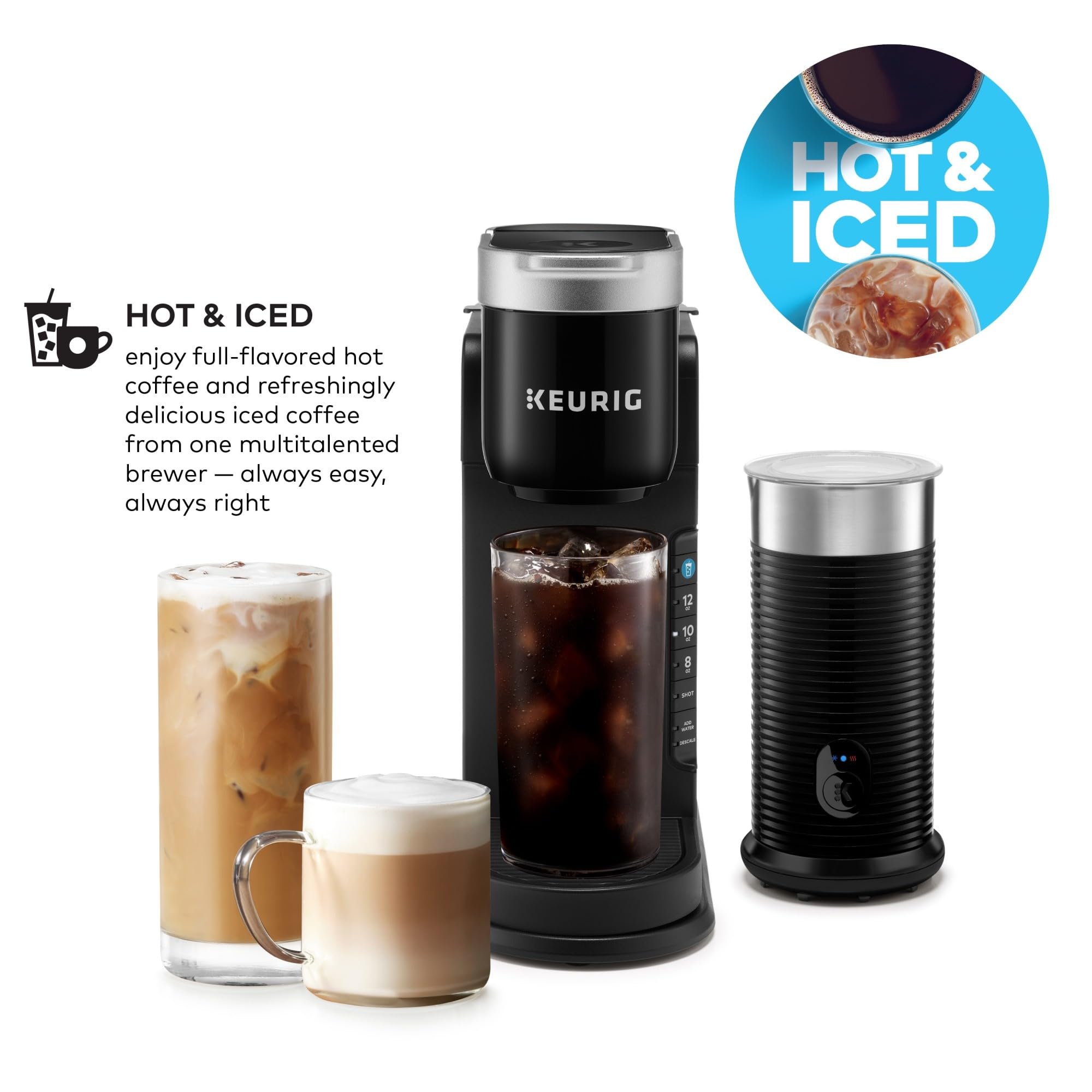Keurig K-Café Barista Bar espumador de leche para capuchinos cremosos en casa.