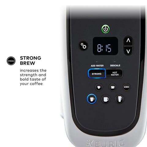 Keurig K-Elite, botón Fuerte para café más intenso.