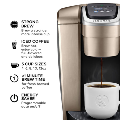Keurig K-Elite, panel de control para elegir tamaños y modos.