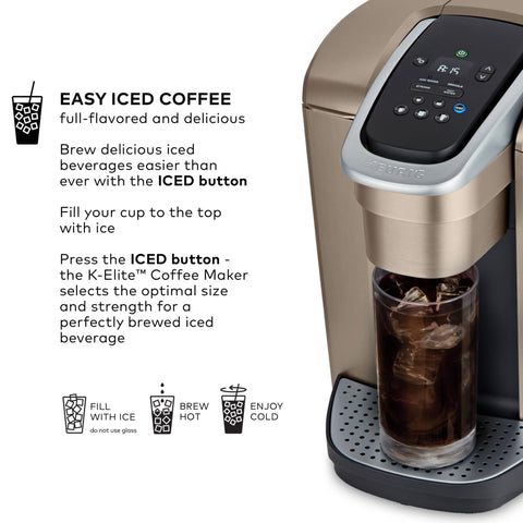 Keurig K-Elite, tanque de agua de 75 oz para menos recargas.