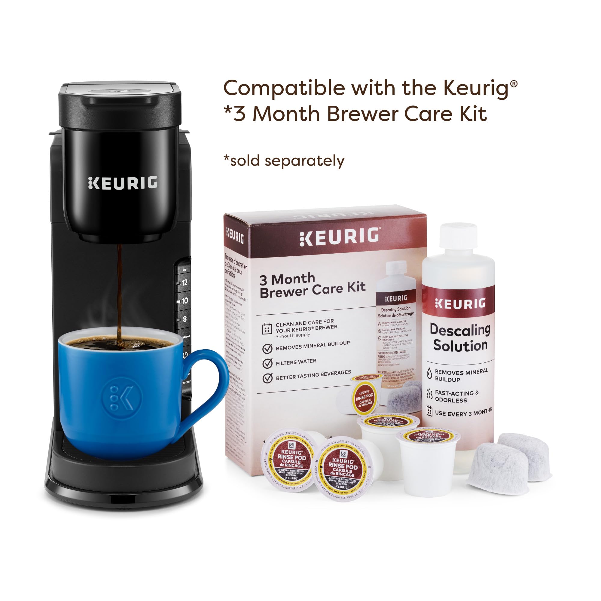 Taza de 12 onzas en la Keurig K-Express, porciones generosas para reuniones.
