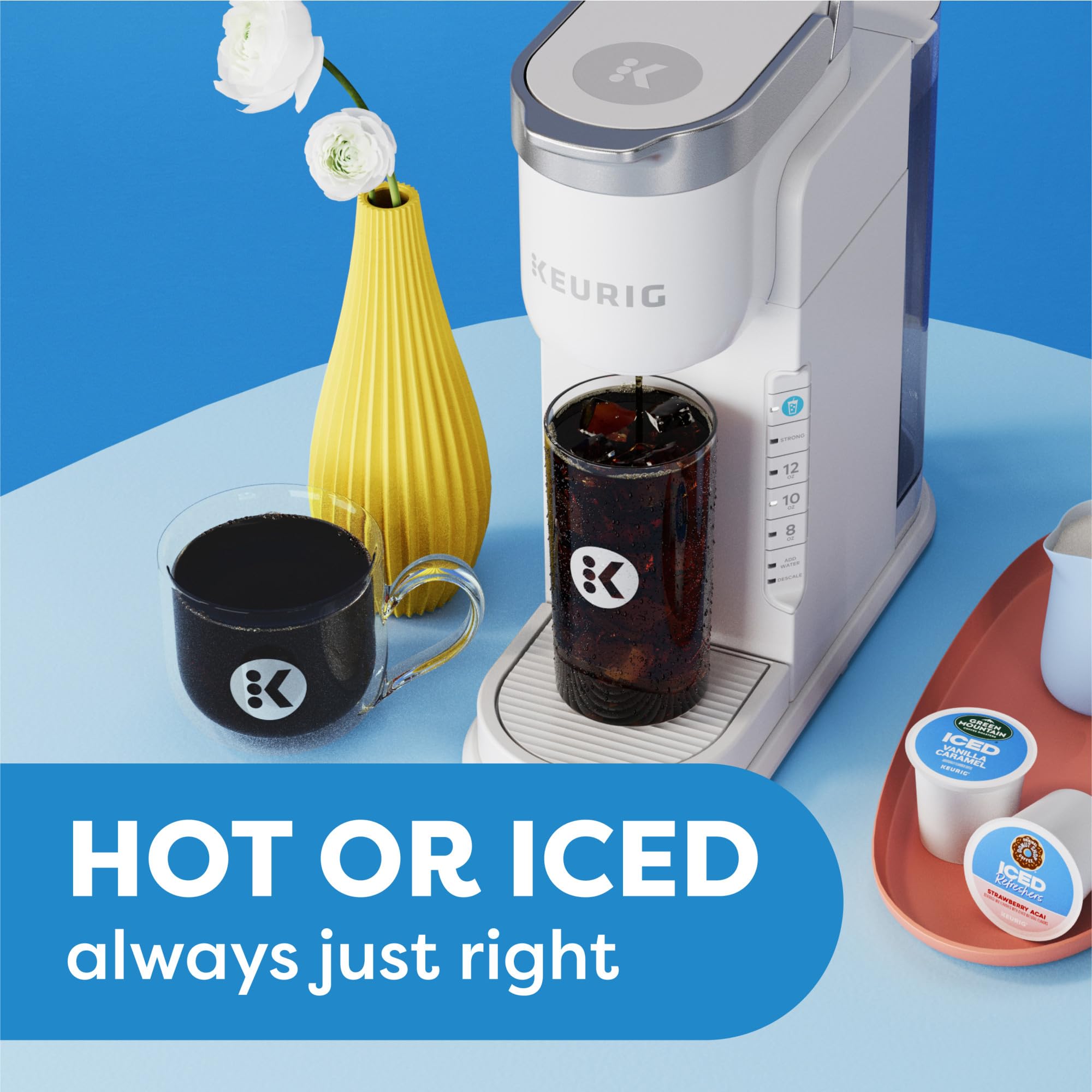 Keurig K-Iced: función fuerte para café caliente más intenso.