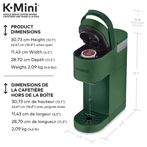 Keurig K-Mini preparando café en minutos, rápido y fácil.