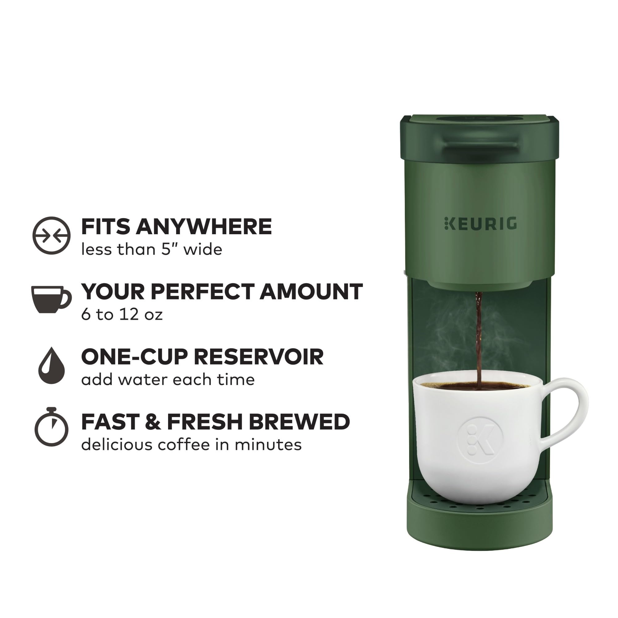 Keurig K-Mini, reservorio de agua práctico, cada preparación con agua fresca.