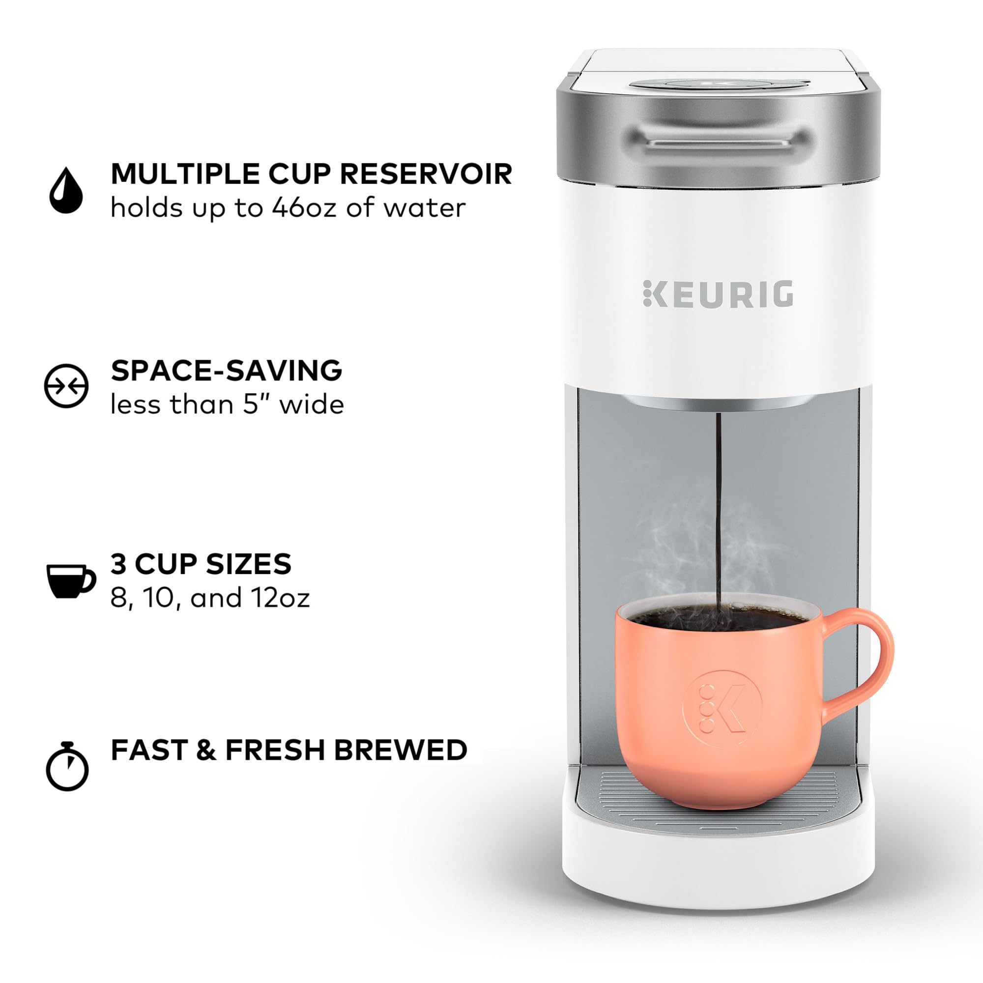 Keurig K-Slim con bandeja de goteo removible para limpieza fácil.