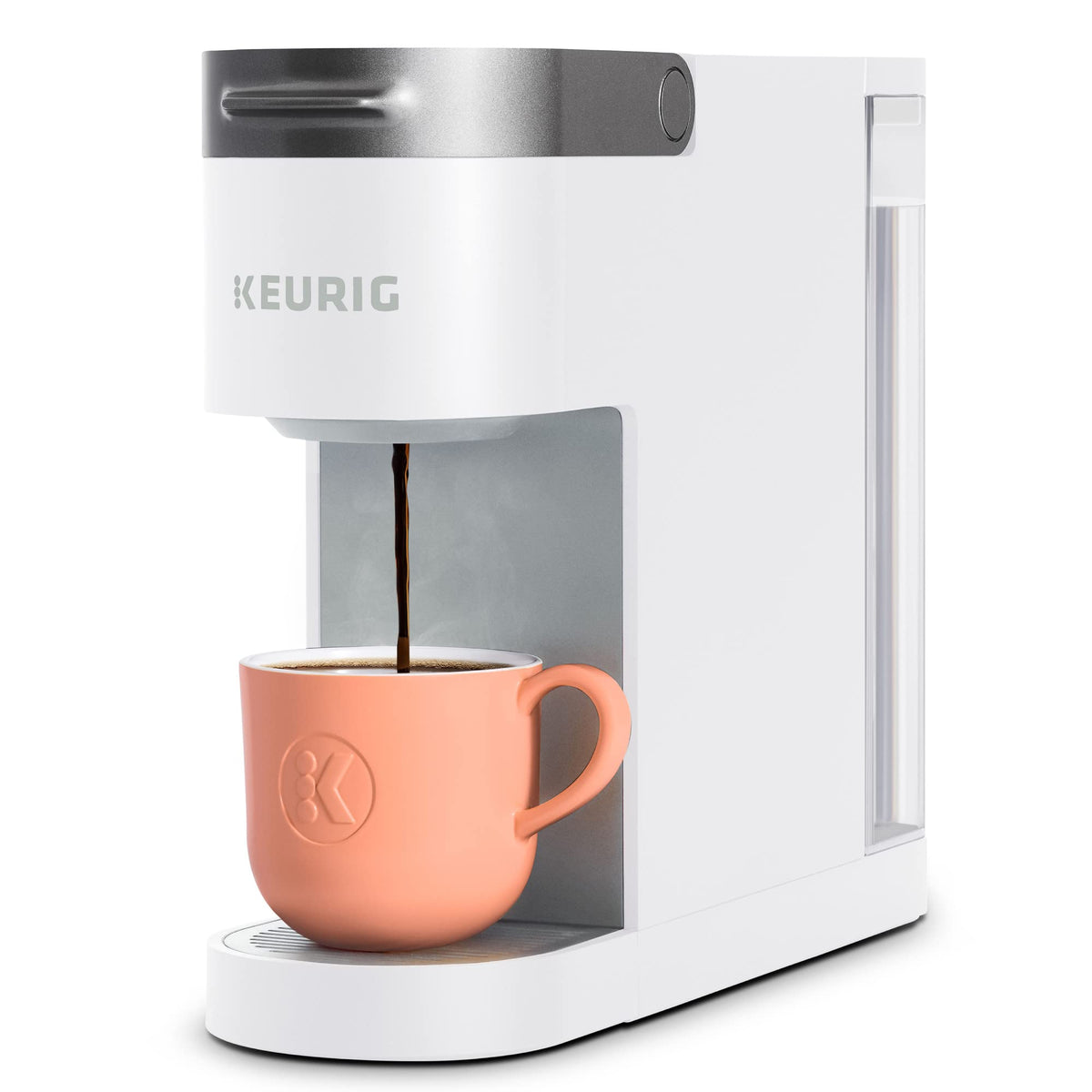 Keurig K-Slim de frente, compacto y práctico para cocinas pequeñas.