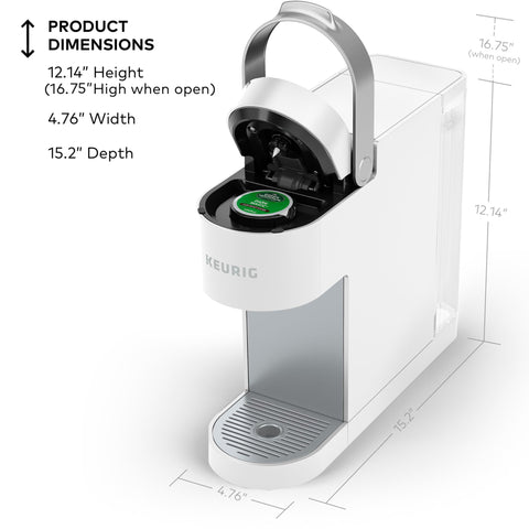 Keurig K-Slim muestra tamaños de bebida 8, 10 y 12 oz.