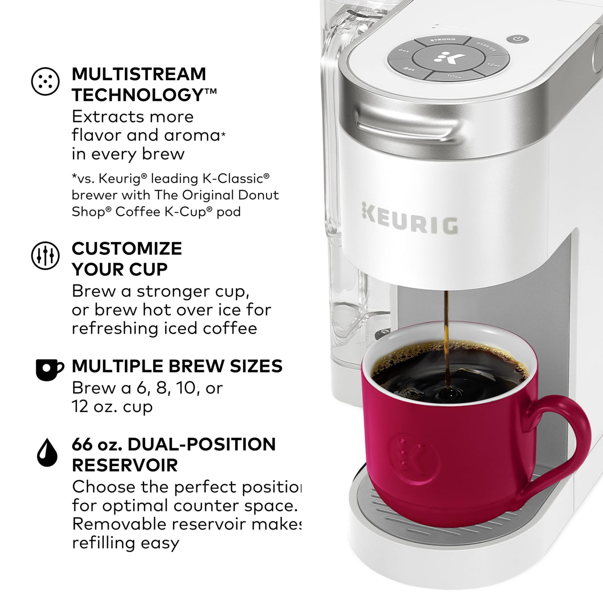 Keurig K-Supreme botones de control simples para usar rápidamente.