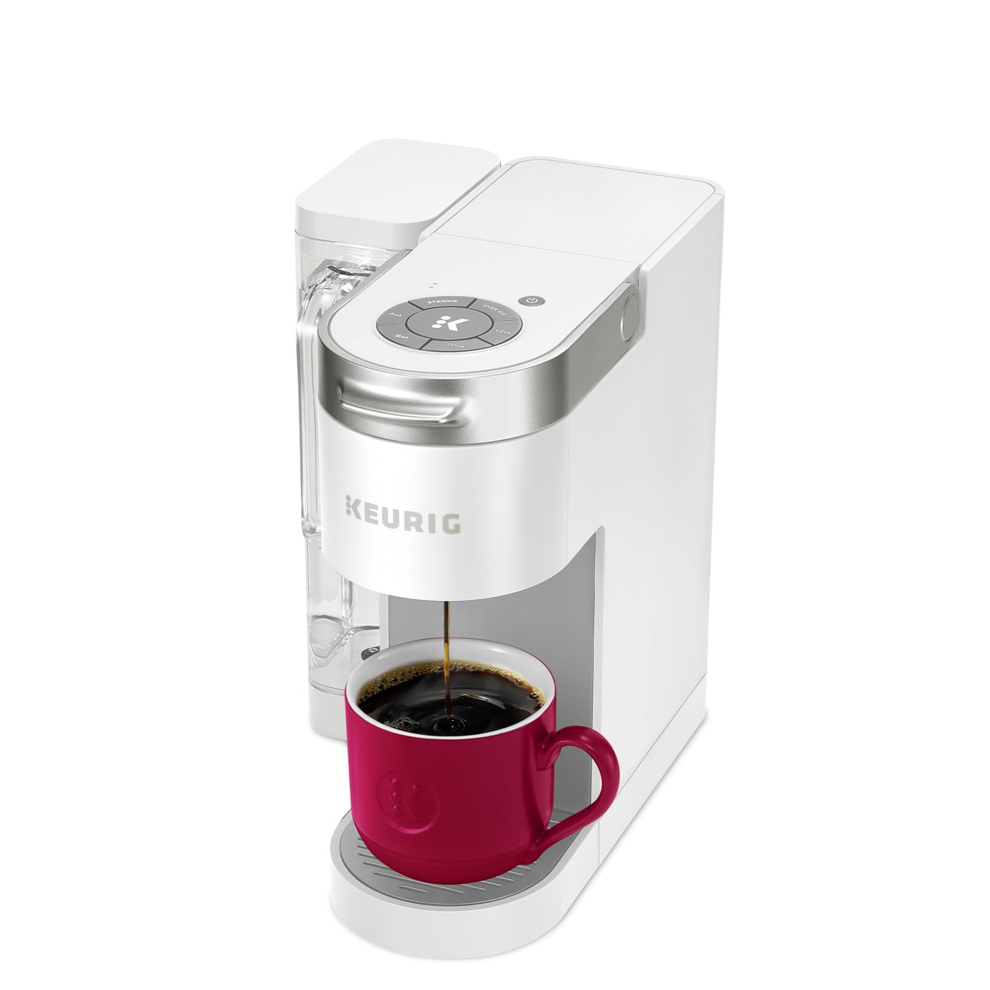 Keurig K-Supreme frente del aparato con diseño blanco.