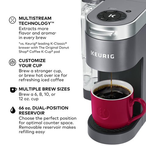 Keurig K-Supreme muestra tamaños 6 oz y 8 oz de bebida