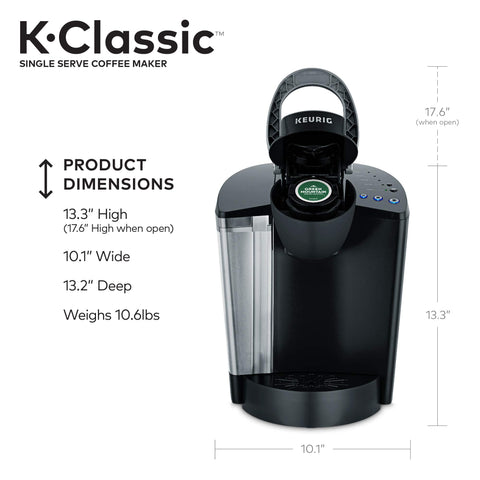 Keurig K-Classic diseño oval frontal, compacto y estético.