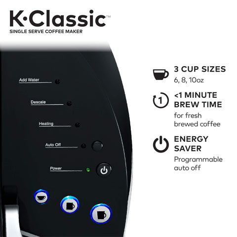 Keurig K-Classic depósito de agua removible para recargas fáciles.