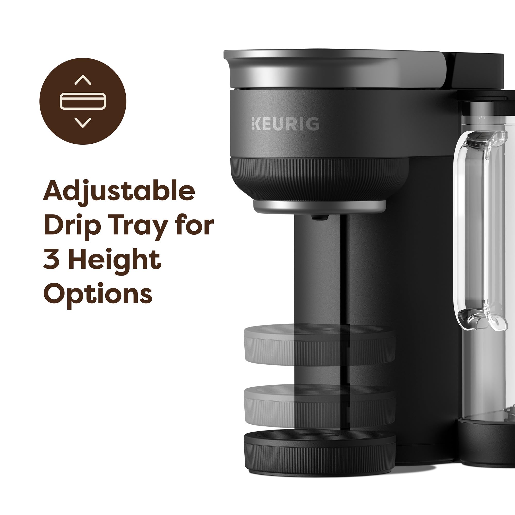Keurig plato goteo ajustable 3 alturas: compatible con tazas y vasos