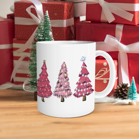 KEUSPI Taza navidad Santa rosada cerámica 330 ml, duradera para uso diario.