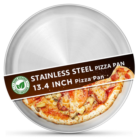 Kevenal bandeja de pizza de acero inoxidable, 13,4 pulgadas, horneado uniforme