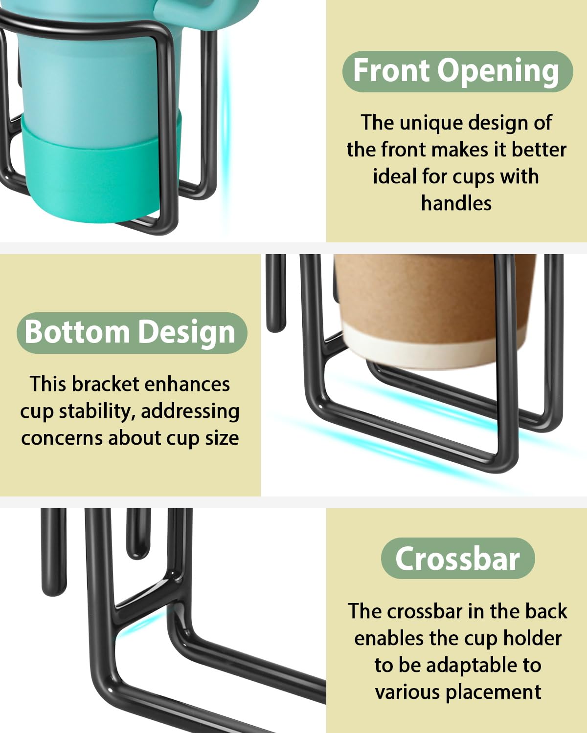 Kevenal Sostenedor de taza para carrito: sistema antideslizante y anticorrosión para seguridad.