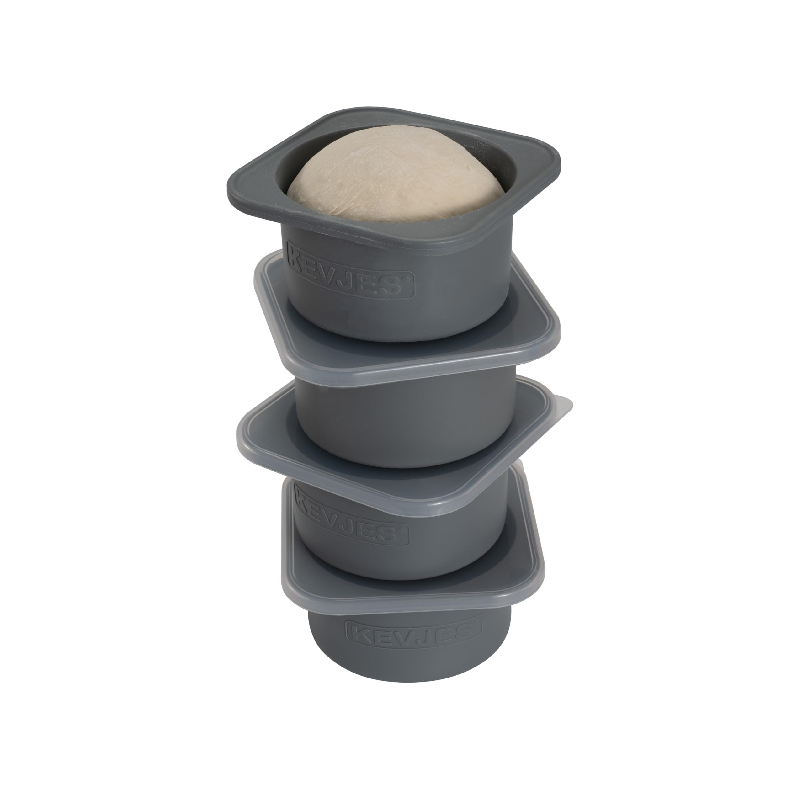 KEVJES PLUS contenedores de masa 1000ml apilables con tapa, ideales para levar pizzas.