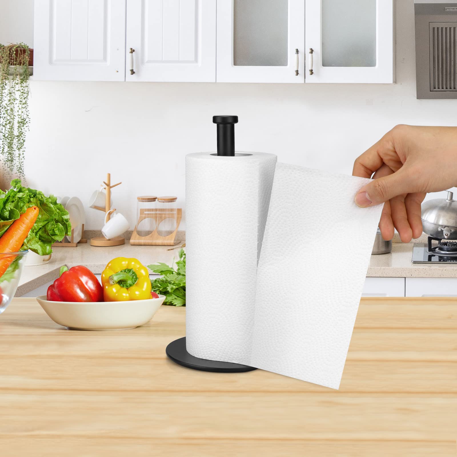 KEWANNO portarrollos negro mate aporta estilo y limpieza en cocinas modernas.