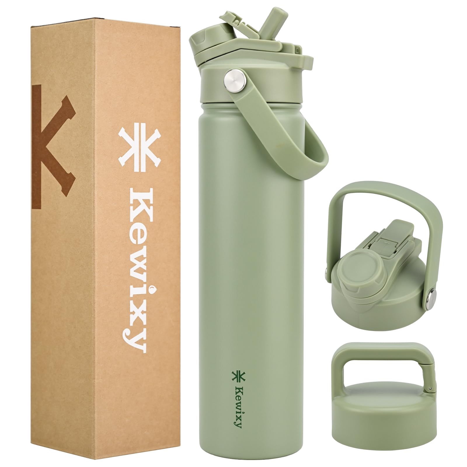 KEWIXY 24 onzas con tapa 2-en-1 protegida para beber sin derrames.
