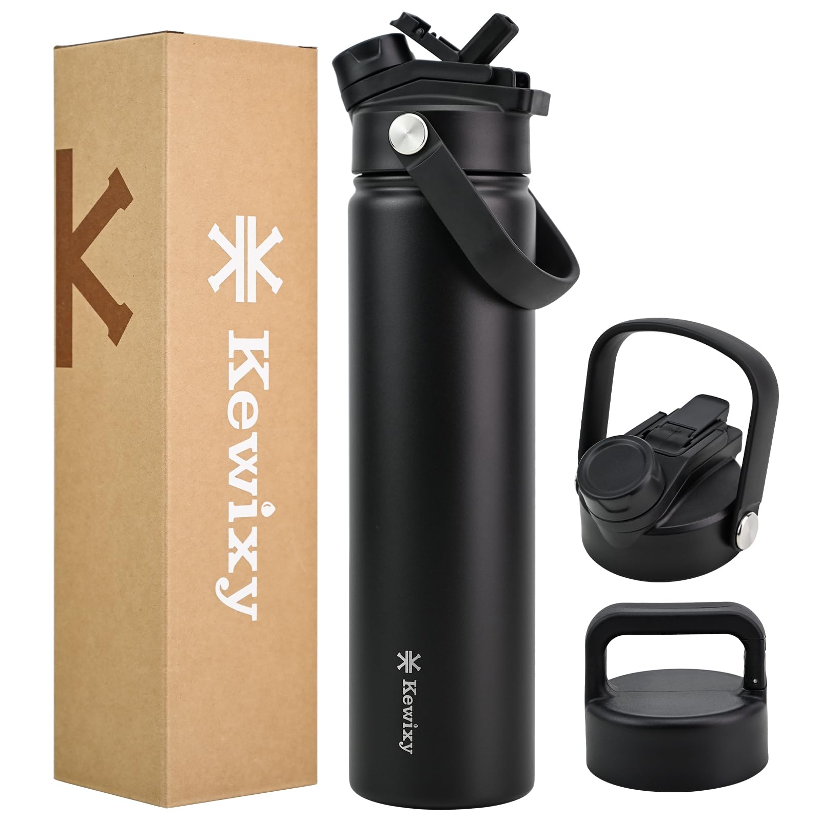 KEWIXY botella 24 onzas con tapa 2 en 1 protegida, ideal para uso diario